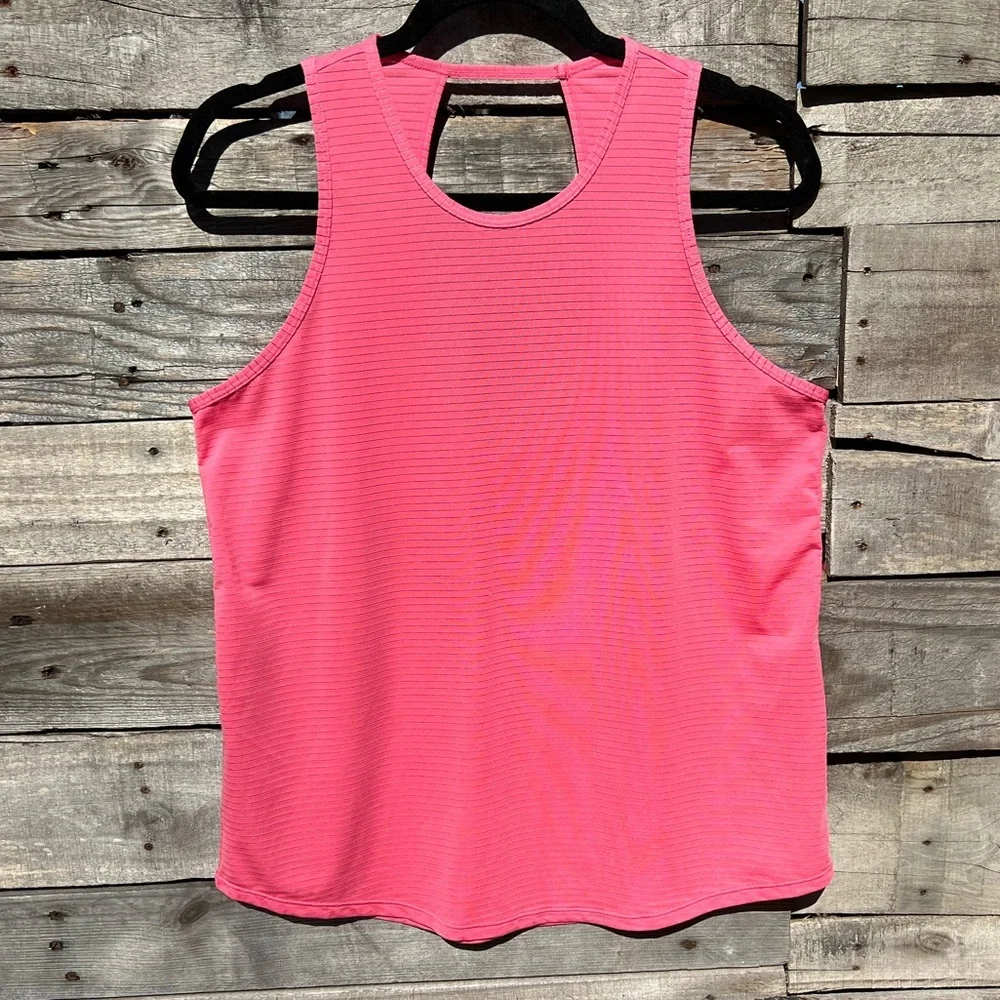 🌻ZELLA Watermelon Pink Ribbed Textured Keyhole Back Tank Top Size Medium